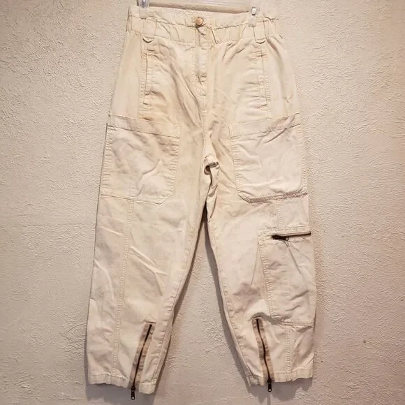 BDG Urban Outfitters Jean Joggers Womens Size S-P Cream Retro 90s Cargo Pocket - Picture 2 of 12